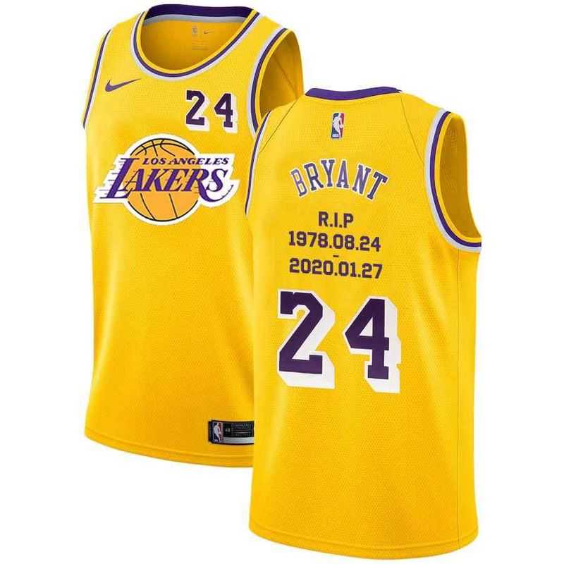 Men Los Angeles Lakers 24 Bryant Yellow throwback Nike NBA Jerseys Print